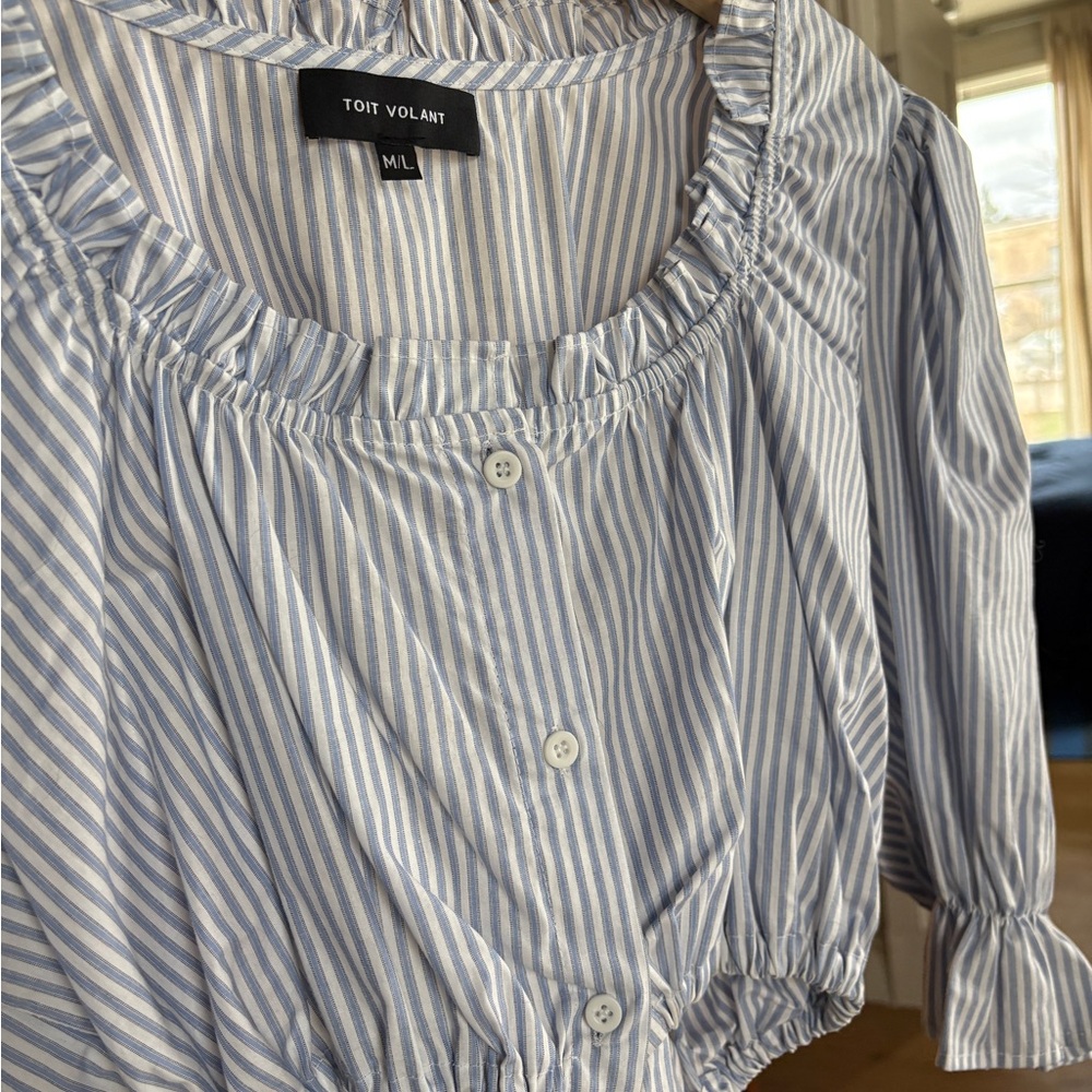 Toit Volant Blue Striped Blouse - Picture 8 of 9
